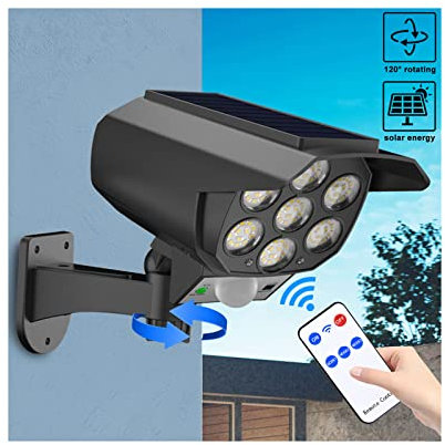 Solarlampen für Außen mit Bewegungsmelder Aussen Batterie, LED Strahler mit Fernbedienung 3 Modi Außenlampe 77 LEDS Solarleuchten 180° Solar Wandleuchte Wasserdicht IP65 Außenleuchte für Garten Garage