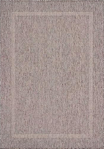 Ayyildiz Wetterfester In & Outdoor Teppich, Sisal Optik | Waschbar | Balkon, Küche, Camping, Garten | Trendige Bordüre | Wasserfest, Größe:160 x 230 cm, Farbe:Grau