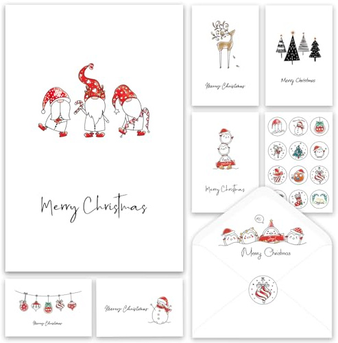 BGTCARDS Christmas Cards - Pack of 24, 6 Assorted Designs Merry Christmas Cards with Envelopes - Bulk Boxes card - Perfect to Send Warm Holiday Wishes to Friends and Family - 4 x 6