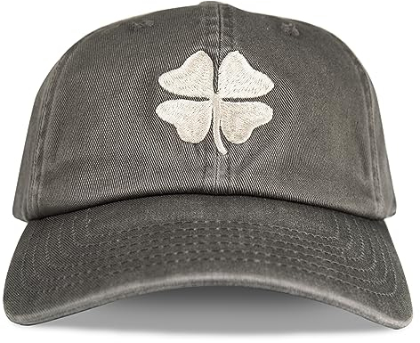 Lucky Brand Baseballkappe aus Baumwolle, bestickt, mit verstellbaren Trägern, für Damen und Herren (Einheitsgröße), Kleeblatt – Anthrazit, Einheitsgr��e