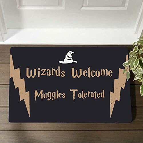 Ensound Personalized Wizards Welcome Home Doormat, 30x18 Inch, Polyester, Modern, Waterproof, Machine Washable, Harry Potter Theme, K-mat01