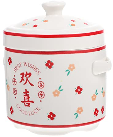 BESTonZON 1 Pc Tasse à Soupe Ramequins En Céramique En Céramique Ragoût Pot Avec Couvercle Bol Fumant Binaural Bol Apéritif Bibimbap Bol à Soupe En Céramique Desserts Bols Français Trémelle