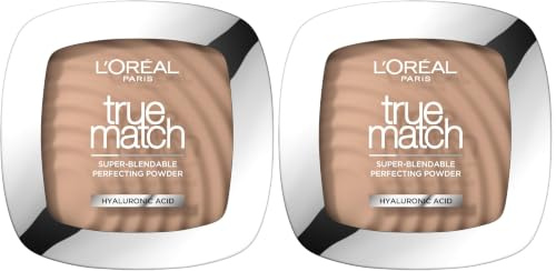 L'Oréal Paris Puder Make up, Mattierendes Kompaktpuder mit LSF 8, Inkl. Spiegel und Schwamm, True Match Puder, Nr. 4.N, 9 g (Packung mit 2)