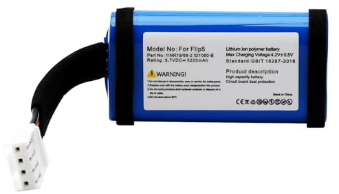 Fayerkar Battery for JBL Flip 5, 3.7 V 5200 mAh Li-ion 1INR19/66-2 ID1060-B Battery for JBL Flip 5th Generation Bluetooth Speaker