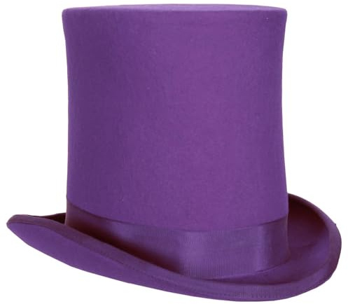 Maskworld Hochwertiger edler Zylinderhut aus Wollfilz - extra hoch (21 cm) - lila - Hutgröße: 59 - Kostüm-Verkleidung Karneval, Halloween & Motto-Party