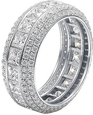 Whoiy Frauen Ring Weisgold, Echt Gold Verlobungsringe 18K Ewigkeit Ehering Trauring 750 Damenring Moissanit Gr. 66 (21.0)