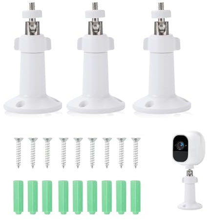 3 Stück Ring Kamera Halterung, Sicherheitskamera Wandhalterung 360° Verstellbare Kamerahalterung Flexible Halterung für Indoor Outdoor Kamera Zubehör mit Schrauben (Weiß)