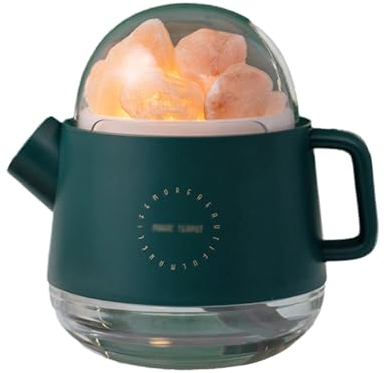 Forma de Tetera Humificadores de Humedad, 360ml Humidificador Silencioso, Piedra de Sal Humidificador Bebes para Bebés y Plantas,Green