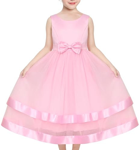 Sunny Fashion Vestito Bambina Rosa Festa Pageant Nozze Compleanno Abito da Ballo Danza Tulle 10 Anni