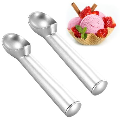 2 Piezas Cuchara Helado Bola, Cuchara para Helado Antiadherente Profesional, Cuchara de Helado de Aleación de Aluminio, para Helado, Masa para Galletas, Sorbete, Almendra