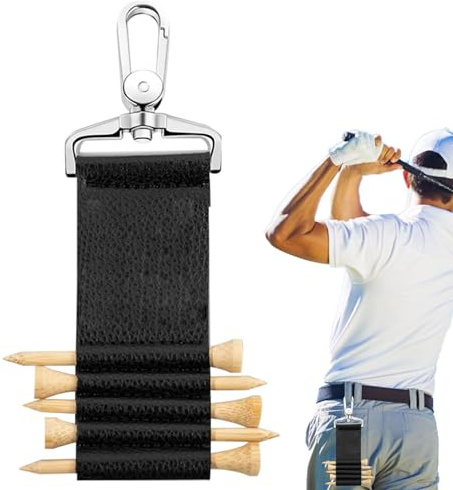 LearnLyrics Golf-Tee-Gürtel, Golftee-Tasche – Aufbewahrungstasche für Golfball aus PU-Leder mit 5 Schlitzen | Gürtelclip für tragbare Golf-T-Shirts, Outdoor-T-Shirt-Hülle
