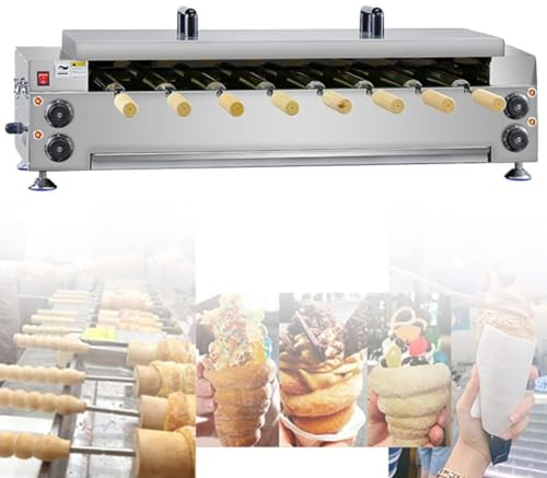 SCHYWL Electric Chimney Cake Maker Commercial Electric Chimney Cake Oven With 8 Pcs Roller, Hungarian Cake Pop Roller Machine, Ice Cream Cone Grill Maker