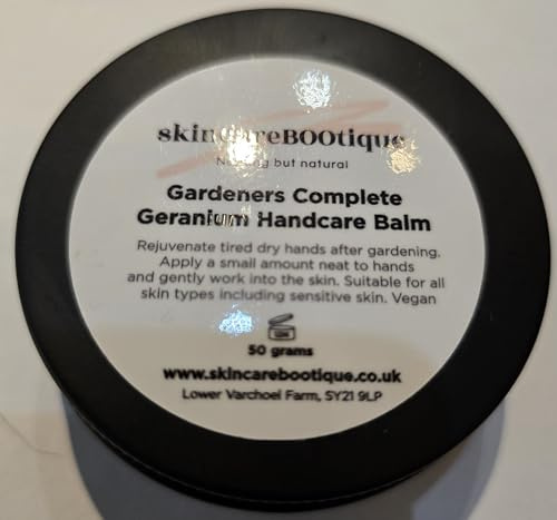 Gardener's Complete Travel Handcare Balm, Vegan Hand Cream, Eco-Friendly, Reusable Tin, Gift for Women (One size, Geranium)