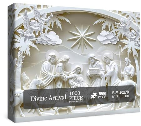 3D Nativity Scene Sculpture Puzzles for Adults 1000 Pieces, Christian Jesus Religious Bible Jigsaw Puzzles, Faith Catholic Cross Puzzle