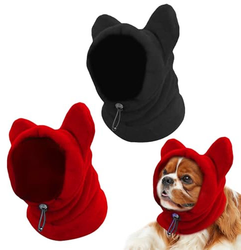 2 Stück Hundemütze, shallyong Hundewarme Kopfbedeckungen, Winter Haustier Schal, Kostüm Hund, Hunde Geschenke, Hunde Warm Halten Zum Wandern und Camping, Schwarz S