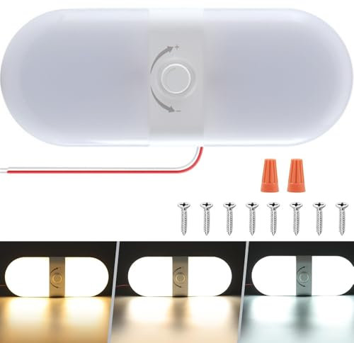 AzulLanse 180 Leds 12V Dimmbare RV Led Camper Leuchten Interieur Volt, RV Leuchten Interieur,3 Farbe RV Decke Dome Light 2700K-6500K,mit Schalter für Wohnmobil,Camper,Anhänger,Boot