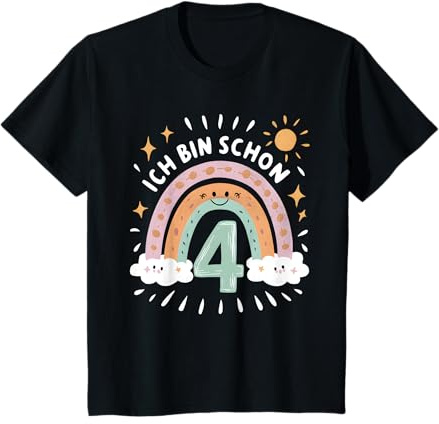 4. Geburtstag Kindergeburtstag Vierter Geburtstag Regenbogen T-Shirt