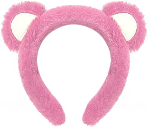 Hshenjhu Orejas de Oso, Accesorios para Disfraz de Oso Diadema, Bonita Banda para el Cabello de Orejas de Soportar, Diadema de Osito con Fresas Rosas, para Bailes de Máscaras, Fiesta, Uso Diario