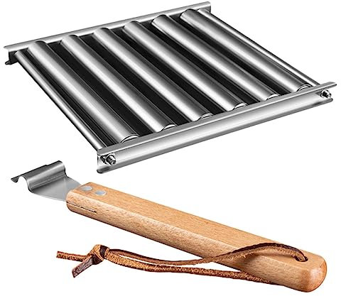 BESTYASH Grillrost Wurstroller Aus Edelstahl Leicht Und Bruchfest Mit Holzgriff Für Camping Garten Und Outdoor Veranstaltungen