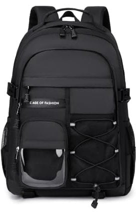Lmwzh schulrucksack teenager schulranzen jungen laptop rucksack Mädchen wasserdicht schultasche(Schwarz)