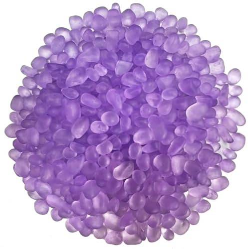 Pierres en verre violet clair de 0,4 kg pour décoration d'aquarium, gravier, perles en verre, galets, sable pour décoration de vase, etc