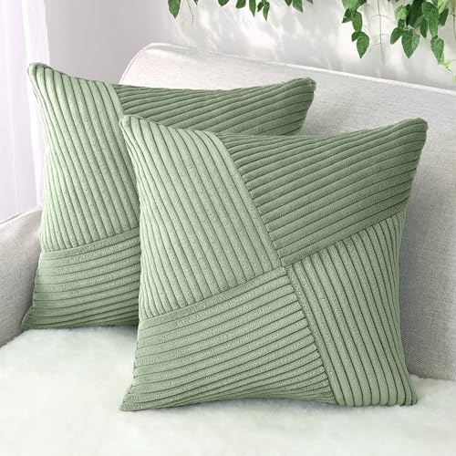 Amilian Kissenbezüge 2er Set 40x40 cm – Kissenhüllen mit Reißverschlus – Kissen Bezug für Sofa, Zierkissen & Dekokissen – pflegeleicht & modern - Blattpoesie