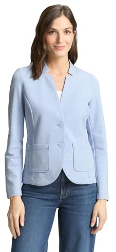 TOM TAILOR Damen 1038703 Basic Ottoman Blazer mit Taschen, 36520 - Kentucky Blue Melange, S