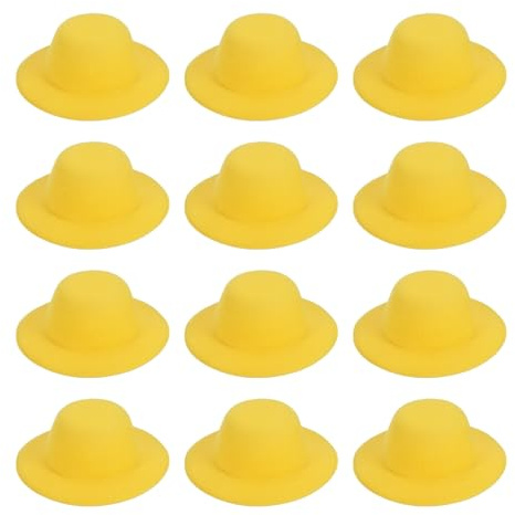 PATIKIL 12 Stück 1.6 Zoll Mini Formelle Hüte Miniatur Puppenhüte Gelb | Mini Zylinder, Für Basteln Haarschmuck Deko Puppe Schneemann