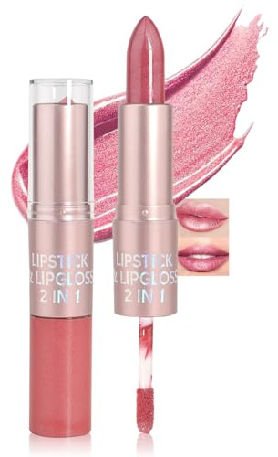 Jutqut Glitzer Lippenstift Lipgloss Set, Langanhaltend Feuchtigkeitsspendender Liquid Lipstick, Glänzender Pink 3D Metallic Lipstick, Cremige Textur Damen Mädchen Lippen Makeup #01