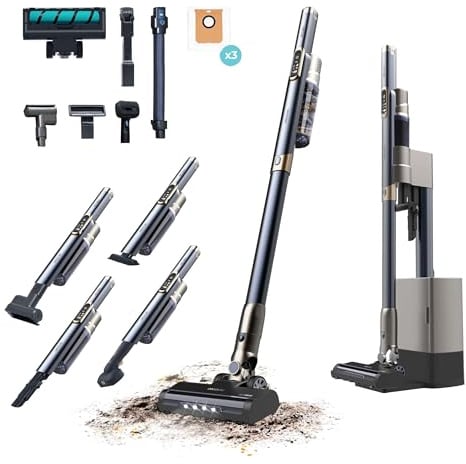 Cecotec Aspirapolvere Scopa senza Fili con Base Autovuotante Scoba 3000 Station. Motore Digitale Brushless 210W, Pressione Aspirazione 20kPa, Autonomia 40 Min, 2 Modalità, Spazzola Jalisco, Accessori