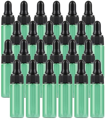 ZEOABSY Pack of 500, 5ml mini Green Glass Dropper Bottles with Glass Pipettes for Essential Oil Aromatherapy Blends Perfume Vials Travel Sample Cosmetic Bottles