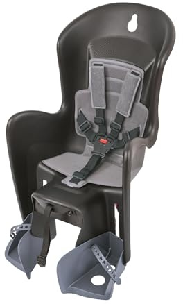 Polisport 8632200029 Bilby CFS AMZ Kinderfahrradsitz Hinten, 9 Monate–6 Jahre, 5-Punkt-Polstergurt, Verstellbare Fußstützen, GUT 2.3 Stiftung Warentest, Passend Für Gepäckträger, Schwarz/Dunkelgrau