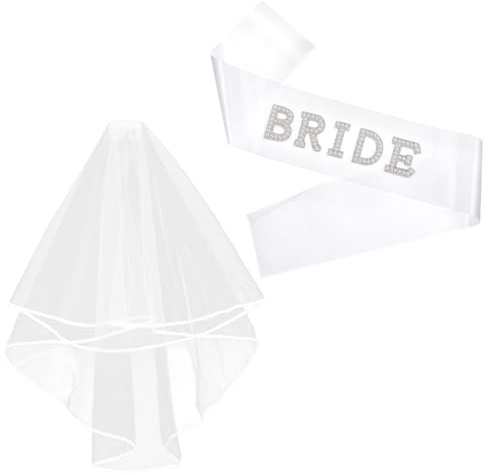 Tucnoeu 1 Stück Hochzeit Brautschleier mit Schulter Schärpe - Schleier Braut Weißer 57–77 cm | Hochzeit Zubehör & Junggesellinnenabschied