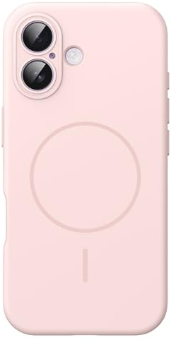 JETech Coque Silicone Magnétique pour iPhone 17, Rose Pâle | Compatible avec MagSafe, Toucher Soyeux, Protection Complète de l'Objectif Caméra, Étui Housse Absorbant les Chocs