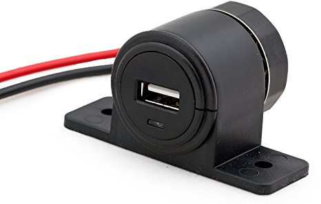 wellenshop 12 oder 24 Volt USB Ladegerät Buchse Steckdose Aufbaubuchse, schwarz Zigarettenanzünder Adapter Ladegerät Ladestecker Boot KFZ Auto LKW
