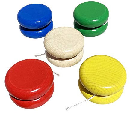 GICO JoJo Set mit 5 Jojos aus Massivholz (Made in EU) farbig Sortiert- Mitgebsel Kindergeburstag - 6470