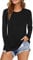 Ladies Womens Plain Long Sleeve Round Neck Top Basic T Shirt Layering Plus Sizes UK 8-18 (M/L (UK 12-14), Black)
