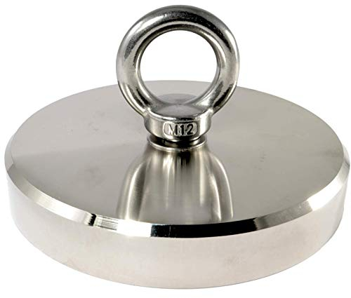 Neodym Bergemagnet - Neodym Magnet zum Angeln - 136mm – Zugkraft 600KG Stark - Fishing Angelmagnet – Topfmagnet Flachgreifer zum Magnet Fischen