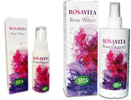 Rosavita Rosenwasser Kombi-Paket Gesichtswasser Rosendestillat, 100 Prozent Natürlich, ohne Zusatz von Alkohol