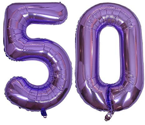 DIWULI Luftballon 50 Geburtstag XXL Lila - Folienballon 50, Zahl 50 Ballon 50 Jahre, Geburtstagsdeko 50. Geburtstag Helium Party-Deko Junge Mädchen, Zahlen-Ballon Dekoration, Zahlen-Luftballon Groß