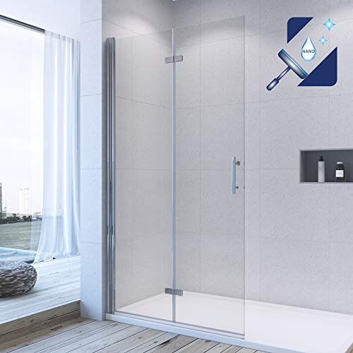 AQUABATOS® 115 x 195 cm Duschabtrennung Faltbar Dusche Walk in Duschwand Glas Duschtrennwand Drehfalttür Duschtür Falttür aus 6 mm Echtglas ESG mit Nano Beschichtung