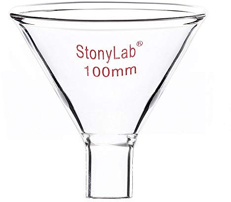 stonylab Glass Powder Funnel, Heavy Wall Borosilicate Glass Short Stem Funnel with 100 mm Top Diameter and 22 mm Stem Length