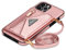 GUVAGI Handyhülle für iPhone 12 Pro/12 Handy hülle mit Band Handykette Case, Leder Cover Klapphülle Reißverschluss Stoßfest Schutzhülle Magnet Aesthetic Mädchen mit Kette Umhängen (Rosa)