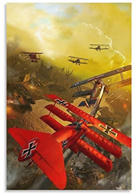 Vintage WWI Red Baron Art Poster Dekorative Malerei Leinwand Wandkunst Wohnzimmer Poster Schlafzimmer Gemälde 50 x 75 cm