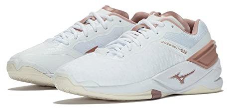 Mizuno Wave Stealth Neo, Damen-Handballschuhe, White/Rose/SnowWhite, 38.5 EU, White Rose Snowwhite, 38.5 EU