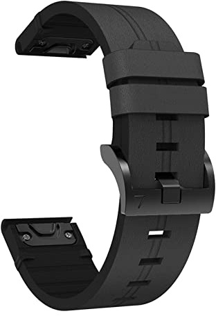 AEMALL Leder QuickFit Uhrenarmband für Garmin Fenix 7X 6X 5X 3 3HR Armband für Garmin Fenix 7 6 5 935 945 Uhr 22 26 mm Armband (Farbe: Schwarz, Größe: 22 mm Fenix 7)