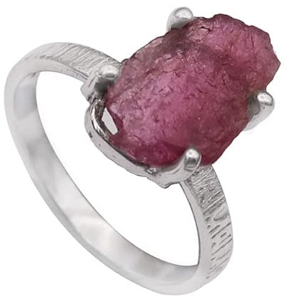 Anello a fascia in argento sterling 925, rosa tormalina, con pietre preziose, da uomo e da donna, in tutte le misure, articolo regalo, realizzato a mano ISR549, metallo prezioso Gemma, Tormalina rosa