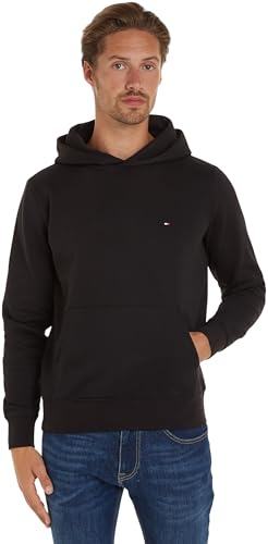 Tommy Hilfiger Herren Hoodie Flag Logo mit Kapuze, Schwarz (Black), XS
