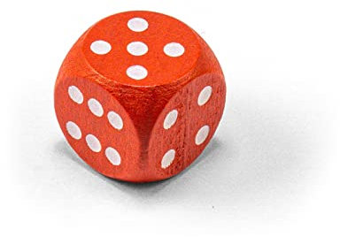 Waldfelsen Einzelne Bunte Holzwürfel Augenwürfel aus Holz in 20 frei konfigurierbar | Spielmaterial Zubehör Würfel 16 mm W6 D6 Standardgröße Knobel Dice 6-seitig (Rot-weiß)