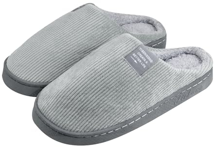 Zapatillas para el hogar para mujeres y hombres, zapatillas para el hogar cálidas en el dormitorio interior con espuma de memoria, suelas de Goma antideslizantes el interior de los zapatos Furry